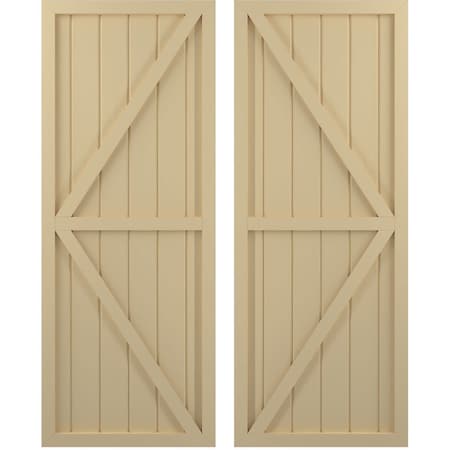 Americraft 6-Board Wood 2 Equal Panel Frmd Board-n-Batten Shutters W/ Dubl Z-Bar, ARW102BF621X62NTH